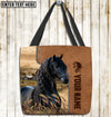 Joycorners Friesian Horse Farm Lovers Custom Name 3D Tote Bag