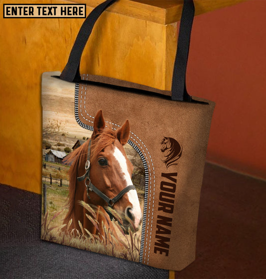 Joycorners Thoroughbred Horse Farm Lovers Custom Name 3D Tote Bag