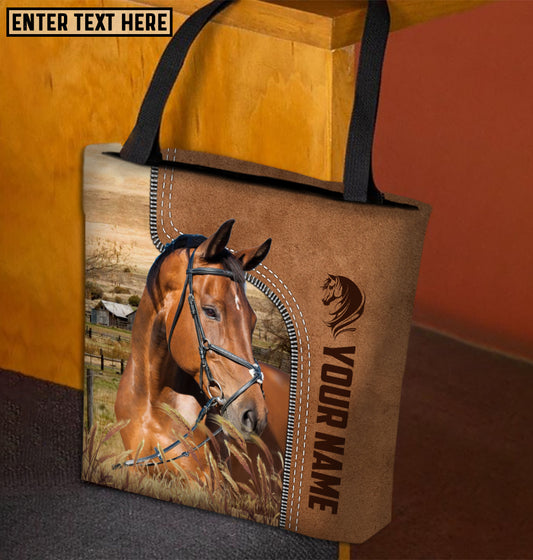 Joycorners Warmblood Horse Farm Lovers Custom Name 3D Tote Bag