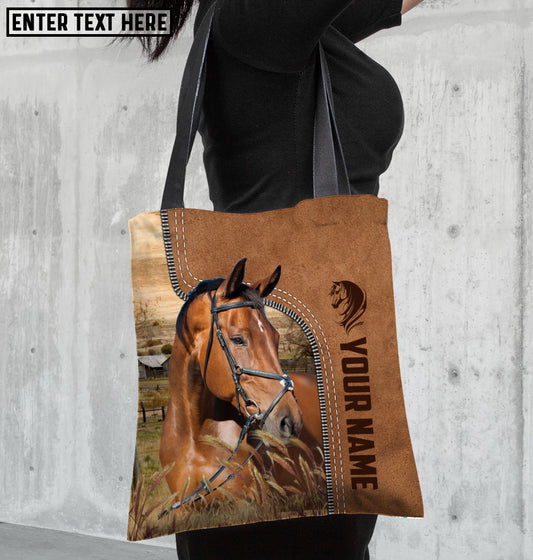 Joycorners Warmblood Horse Farm Lovers Custom Name 3D Tote Bag