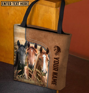Joycorners Horse Farm Lovers Custom Name 3D Tote Bag