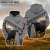 Joycorners Custom Name Black Angus Cattle Grey Pattern 3D Printed Hoodie