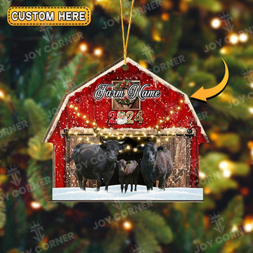 Joycorners Dexter Cattle Christmas Gift Red Barn Custom Shape Acrylic Ornament