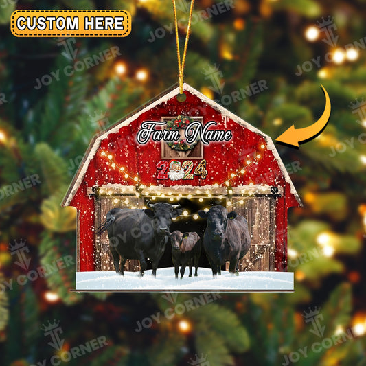 Joycorners Dexter Cattle Christmas Gift Red Barn Custom Shape Acrylic Ornament