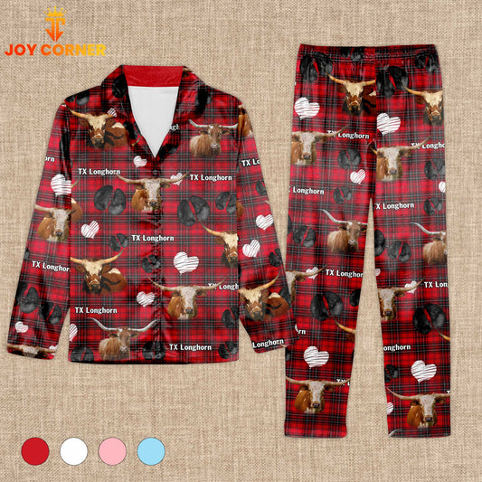 Joycorners Texas Longhorn Cattle Lovers 3D Pajamas