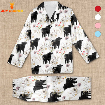 Joycorners Black Angus Cattle Flower Pattern 3D Pajamas