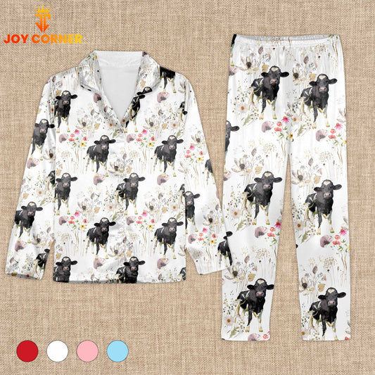 Joycorners Holstein Cattle Flower Pattern 3D Pajamas