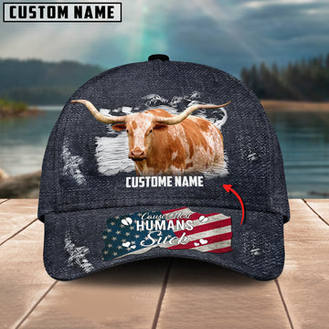 Joycorners Texas Longhorn Cattle Customized Name Cap