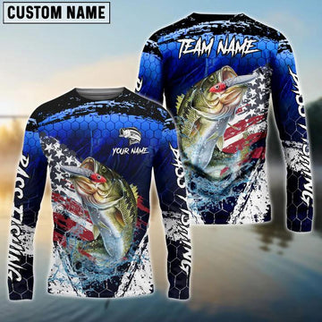 Joycorners Bass Fishing Dark Blue Scratch Sport Custom Name, Team Name Shirt