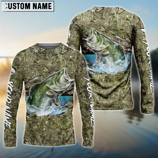 Joycorners Bass Fish Camouflage Fishing Custom Name Shirt