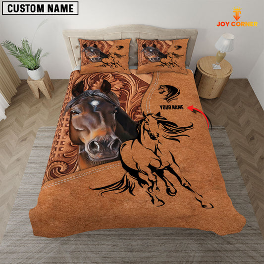 Joycorners Brown Horse Lovers Customized Name 3D Bedding Set