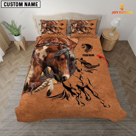 Joycorners Brown Horse Lovers Customized Name 3D Bedding Set