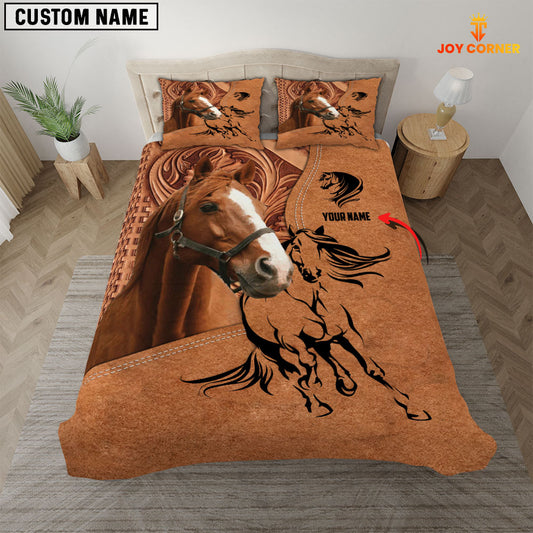 Joycorners Brown Horse Lovers Customized Name 3D Bedding Set