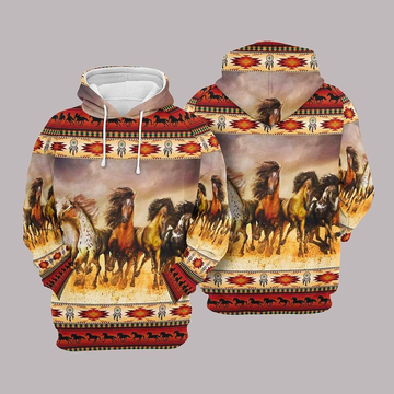 Joycorners Horse Lovers Native American Gift for Christmas Pattern 3D Hoodie