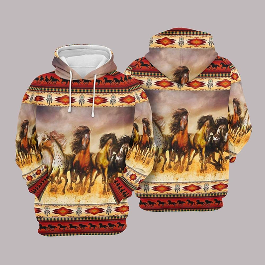 Joycorners Horse Lovers Native American Gift for Christmas Pattern 3D Hoodie