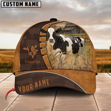Joycorners Holstein Cattle Leather Pattern Customized Name Cap