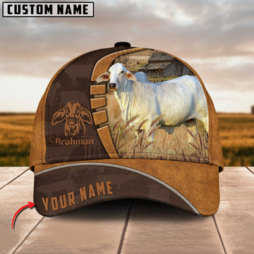 Joycorners Brahman Cattle Leather Pattern Customized Name Cap
