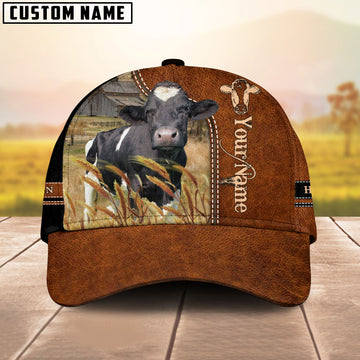 Joycorners Holstein Cattle Leather Pattern Customized Name Cap