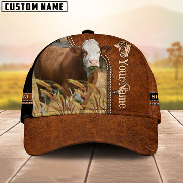 Joycorners Simmental Cattle Leather Pattern Customized Name Cap