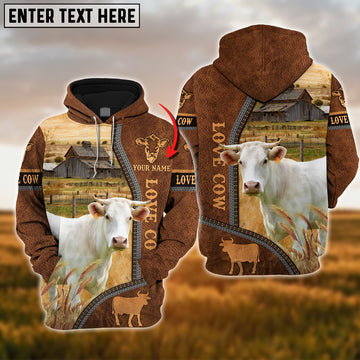 Joycorners Custom Name Charolais Cattle 3D Printed Hoodie