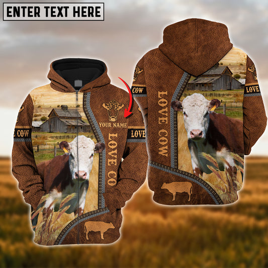 Joycorners Custom Name Hereford Cattle 3D Printed Hoodie