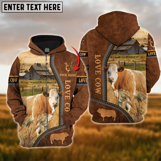 Joycorners Custom Name Simmental Cattle 3D Printed Hoodie