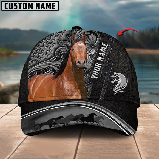 Joycorners American Quarter Horse Carving Leather Pattern Custom Name 3D Classic Cap