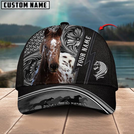 Joycorners Appaloosa Horse Carving Leather Pattern Custom Name 3D Classic Cap