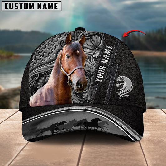 Joycorners Morgan Horse Carving Leather Pattern Custom Name 3D Classic Cap