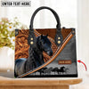 JC Friesian Horse Carving Leather Pattern Custom Name 3D Leather Handbag