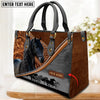 JC Friesian Horse Carving Leather Pattern Custom Name 3D Leather Handbag