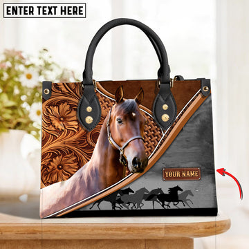 JC Morgan Horse Carving Leather Pattern Custom Name 3D Leather Handbag