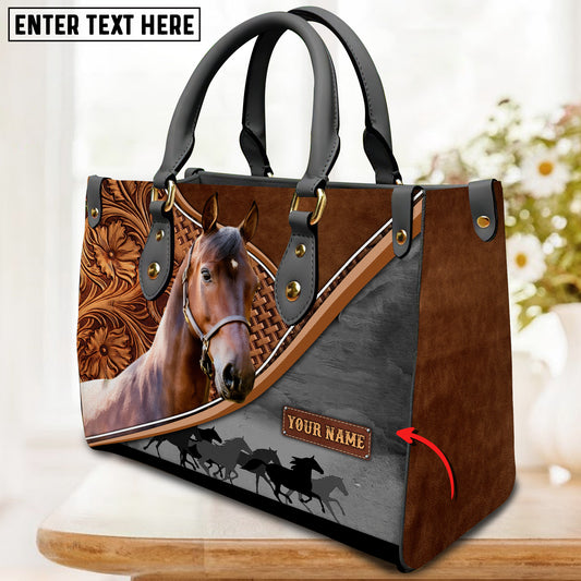 JC Morgan Horse Carving Leather Pattern Custom Name 3D Leather Handbag