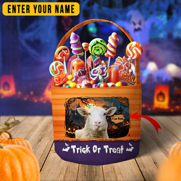 Joycorners Sheep Cattle Trick Or Treat Personalized Name Halloween Spooky Candy Basket