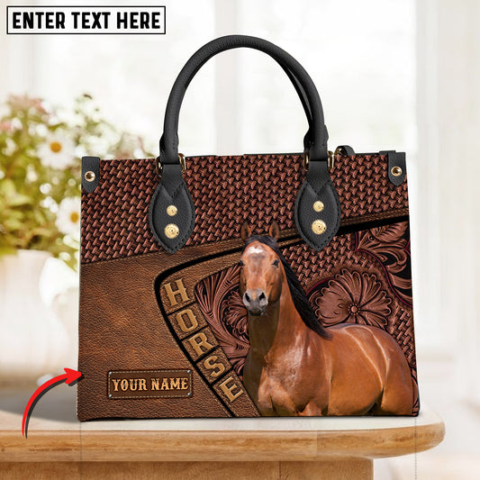 JC American Quarter Horse Carving Leather Pattern Custom Name 3D Leather Handbag