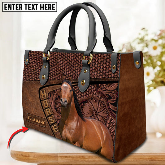 JC American Quarter Horse Carving Leather Pattern Custom Name 3D Leather Handbag