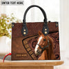 JC Thoroughbred Horse Carving Leather Pattern Custom Name 3D Leather Handbag