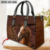 JC Thoroughbred Horse Carving Leather Pattern Custom Name 3D Leather Handbag