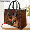 JC Warmblood Horse Carving Leather Pattern Custom Name 3D Leather Handbag