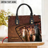 JC Horse Lovers Carving Leather Pattern Custom Name 3D Leather Handbag
