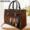 JC Horse Lovers Carving Leather Pattern Custom Name 3D Leather Handbag