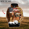 Joycorners Custom Name American Quarter Horse US Flag 3D Hoodie