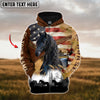 Joycorners Custom Name Friesian Horse Lovers US Flag 3D Hoodie