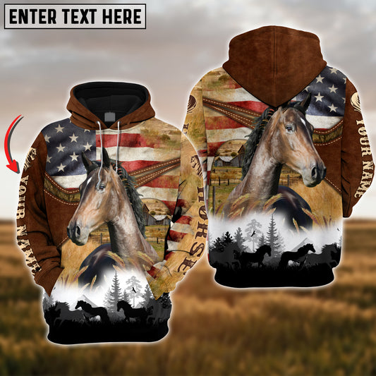 Joycorners Custom Name Appaloosa Horse Lovers US Flag 3D Hoodie