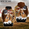 Joycorners Custom Name Palomino Horse Lovers US Flag 3D Hoodie