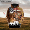 Joycorners Custom Name Warmblood Horse Lovers US Flag 3D Hoodie