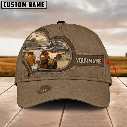 Joycorners Texas Longhorn Cattle Customized Name Cap