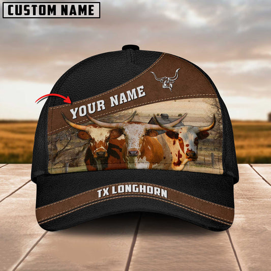 Joycorners Texas Longhorn Cattle Customized Name Cap