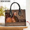 JC American Quarter Horse Never Walk Alone Custom Name 3D Leather Handbag