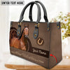 JC American Quarter Horse Never Walk Alone Custom Name 3D Leather Handbag
